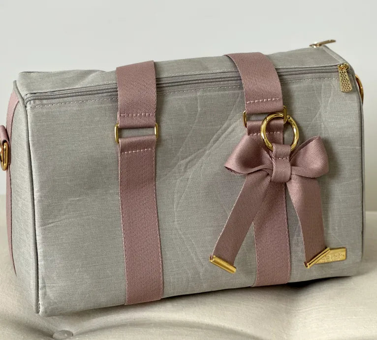 Bolsa da Mamãe - Linho Bege com Fitas Rosê