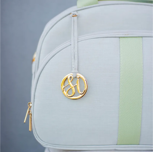 Bolsa da Mamãe - Linho Bege com Fitas Verde Chá