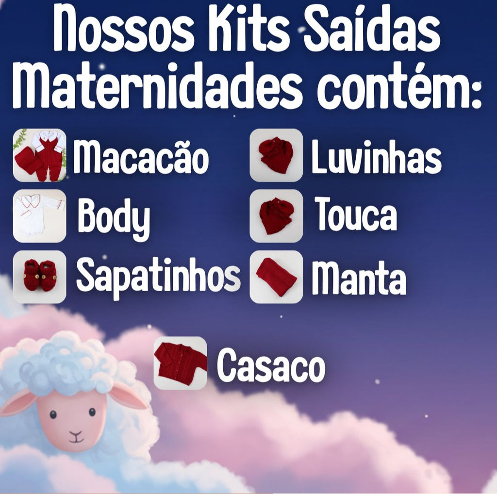Saída De Maternidade Feminina Bebê Tricô 7 Peças Helena - ACOMPANHA MACACÃO PERSONALIZADO                                                                        Lilás